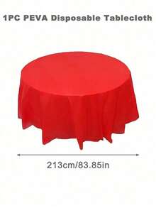 1pc 84 Inch Multicoloured Solid Color Plastic Round Disposable Tablecloth, Round Table Cover Perfect For Birthday Wedding Holiday 2025 New Year Party Home Table Decor, Wipe Covers Diameter 213cm Tablecloth, Valentine's Day Decorative Tablecloth - Multicolor - View 31