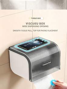 Kotak Tisu Kamar Mandi Tanpa Pengeboran, Tempat Tisu Toilet Tahan Air yang Dipasang di Dinding, Rak Penyimpanan Tisu Gulung & Tisu Wajah untuk Kamar Mandi - MultiWarna - View 9