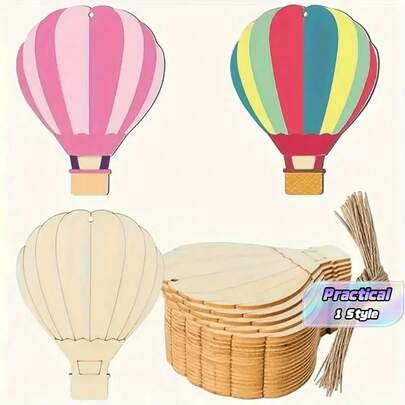 20 miếng gỗ hình quả bóng bay để vẽ DIY, kèm dây đay, đồ trang trí cây thông Noel trong nhà