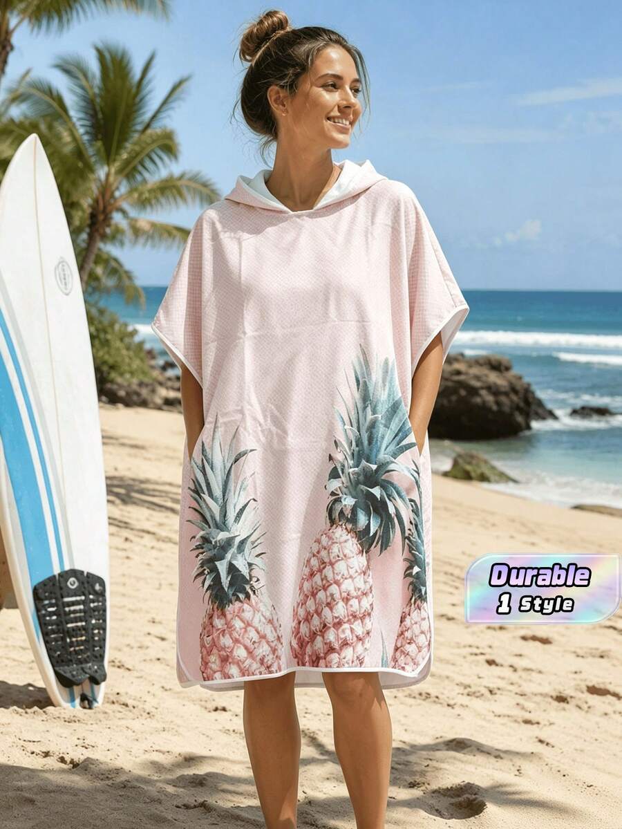 1件裝連帽衝浪換衣袍,可穿戴式沙灘毛巾,快乾超細纖維潛水衣換衣毛巾附口袋,適合男女衝浪者 - 彩色 - 查看 1
