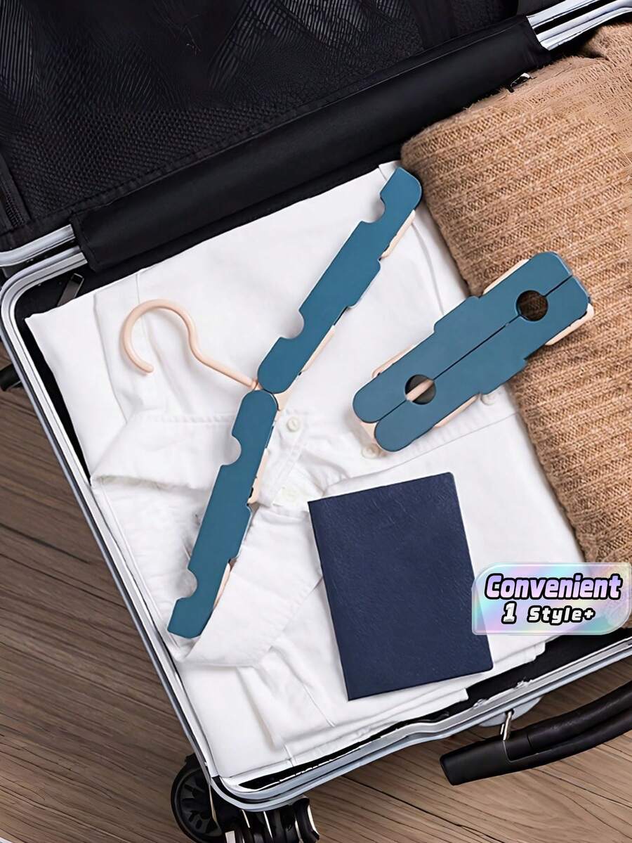 2PCS Compact Durable Plastic Foldable Anti Slip Multi Clip Hanger For T Shirts Underwear Socks Travel Business Trip Home Office Portable Space Saving Must Have - View 1