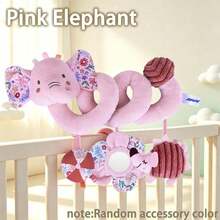 MINKOJA Cute Pink Elephant And Rabbit Car Seat Toys, Infant Carseat Hanging Stroller Accessories, Newborn Toys For Car Seat Stroller Crib Bassinet Mobile With Mirror, BB Squeaker And Rattles, Ideal Gifts,Easter,Easter Gift,Childen's Day,Baby Stuff,Baby Essentials,Baby Toys,Baby Car Seat & Stroller Toys - Multicolor - View 9