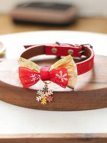 PETSIN 1pc Cat And Dog Universal Holiday Style Neck Accessory, Christmas Pet Bow Tie Collar, Adjustable Cat And Dog Collar, Santa Claus Christmas Tree Snowflake Pendant, Holiday Party Small Pet Decoration Accessory - Multicolor - View 5