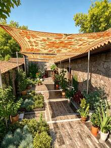 1 Piece Boho Mandala Orange Floral Gradient Outdoor Sun Shade Canopy Thickened UV Protection Easy Setup For Garden Patio Poolside 6 Person Without Poles - Orange Blossom - View 2