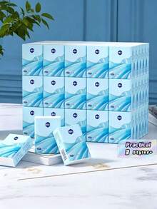 60/120/240 Lembar Tisu Wajah Portabel Kantong Kertas Sapu Tangan Mini Portabel untuk Pelajar dan Perjalanan - MultiWarna - View 1
