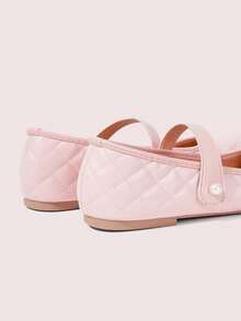 CUCCOO DOLLMOD Light Pink Rhombus Pearl Mary Jane Flat Shoes, Faux Pearl Decorative Buckle Fall Shoes - Pink - View 6
