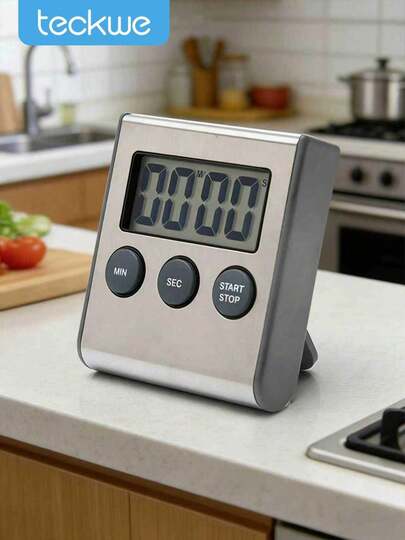 Teckwe Edelstahl Küchenwecker mit magnetischem Ständer - Multifunktional, batteriebetrieben (AAA), ideal für Kochen und Restaurants, Batterien nicht enthalten