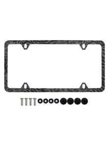 1PC Aluminum Alloy Rustproof Durable Lightweight Anti Corrosion American Style US Spec Leopard Print Protective License Plate Frame With Mounting Screws Universal Fit For Most Cars Trucks SUVs Car Exterior Decorative Accessory Popular - A - View 2