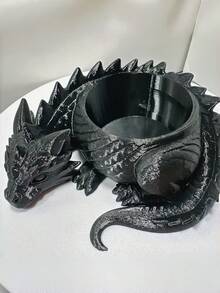 1PC Standard Size 3D Printed Plastic Lightweight Durable Non Slip Rustproof Waterproof Easy Clean Black Gothic Dragon Shape Planter Succulent Pot With Drainage Hole Decorative Desk Shelf Organizer For Home Office Living Room Halloween - Multicolor - View 2