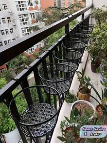 3 PCS Sturdy Durable Rustproof Space Saving Decorative Hanging Plant Pot Holders With Hooks For Fence Railing Balcony Patio Outdoor Garden Wall Mounted Succulent Greenery Plant Display Holder - multicolor - View 1