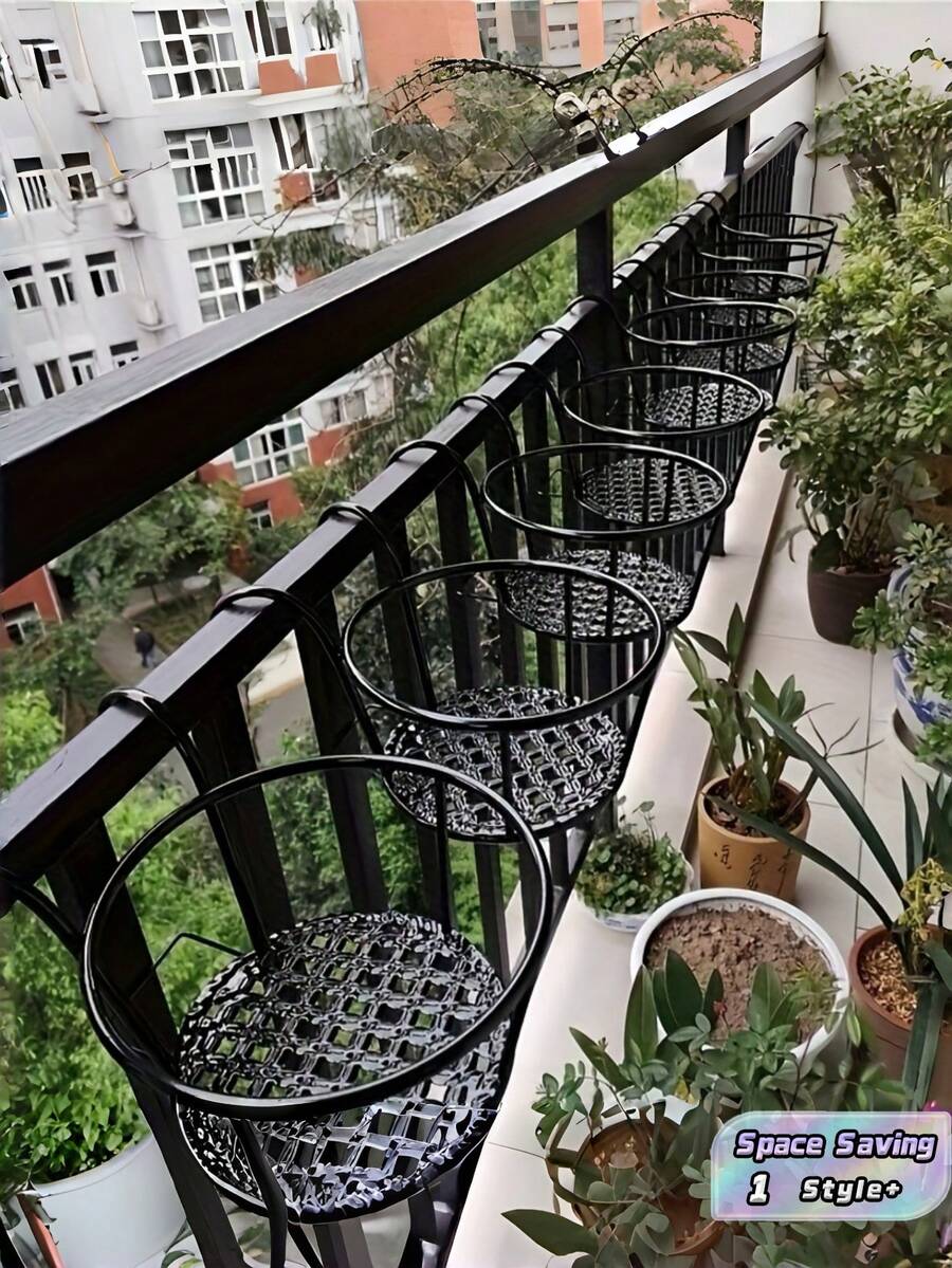 3 PCS Sturdy Durable Rustproof Space Saving Decorative Hanging Plant Pot Holders With Hooks For Fence Railing Balcony Patio Outdoor Garden Wall Mounted Succulent Greenery Plant Display Holder - multicolor - View 1