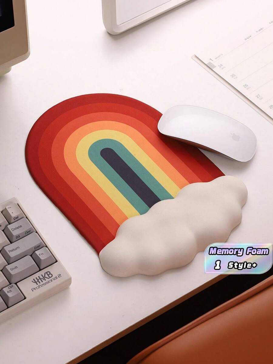 1PC Cloud Shape Multicolor Silicone Wrist Rest Mouse Pad Memory Foam Keyboard Wrist Support Cushion Non Slip Washable Office Desk Mat For Computer Laptop Home Office Students Gift Christmas Birthday Back To School Desk Accessories Must Haves - multicolor - View 1