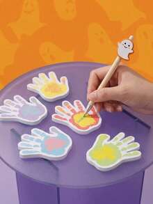 Joivida 1pc/6pcs Halloween Hand Shape Sticky Notes, Fun Palm Design Self-Adhesive Memo Pads For Home, Office, School, Party Favors, Planner Decor, Cute Colored Scratch Paper - multicolor - View 6