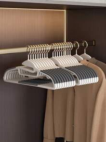 10PCS Thickened Heavy Duty Strong Load Bearing Non Slip Multifunctional Shaped Plastic Hangers Dry Wet Use Space Saving Closet Storage Laundry Drying With Anti Slip Strips For Home Dormitory Travel Balcony Bedroom Wardrobe Organizer Set - Multicolor - View 6