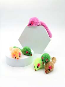 12pcs Colorful Mini Mouse Cat Toys, Interactive Self‑Play Pet Toys, Random Color, Pet Accessories - Multicolor - View 4