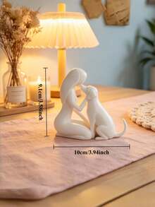 1PC Standard Size 3D Printed Plastic Durable Lightweight Non Slip Scratch Resistant Exquisite Compact Girl And Puppy Dog Statue Ornament Figurine For Office Desk Entryway Shelf Bookcase Decor Pet Memorial Sympathy Gift For Friend Who Lost Beloved - Multicolor - View 4