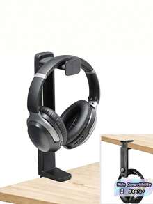 1 cái giá đỡ tai nghe 2 trong 1 kẹp xoay điều chỉnh được độ cao, chịu lực tốt, có khe quản lý dây cáp, đế chống trượt, tiết kiệm diện tích bàn làm việc, phù hợp với hầu hết các loại tai nghe cho chơi game, tại nhà, văn phòng, studio, streamer, gamer, trạm làm việc - màu đen - Xem 1