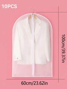 10PCS/5pcs/1pc Garment Dust Cover, Semi‑Transparent Thick Zipper Waterproof Suit Cover, Wedding Dress Protector, Back To School Supply, Wardrobe & Travel Use, Home Storage Organizer, Christmas Housewarming Gift, Clothing Protector, Garment Storage. - White - View 14