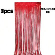 Muroi Mono 3 Stücke 2M Metallfolien-Fransen-Vorhang, glänzender Lametta-Tür-Streamer-Hintergrund, Fotobox-Requisite, Halloween-Party-Dekoration, geeignet für Geburtstag, Hochzeit, Verlobung, Valentinstag, Neujahr Wanddekoration - Mehrfarbig 2 - Übersicht 14