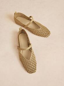 Rosivie Ladies Elegant Hollow Pull Belt Flat Shoes Daily Versatile Fall Shoes - Brown - View 6