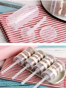10pcs/20pcs Plastic Cake Push Pop Containers With Lids, Reusable Round Shape Push Up Cake Shooter Clear Cake Holders For Ice Cream Baking Molding - Clear - View 6