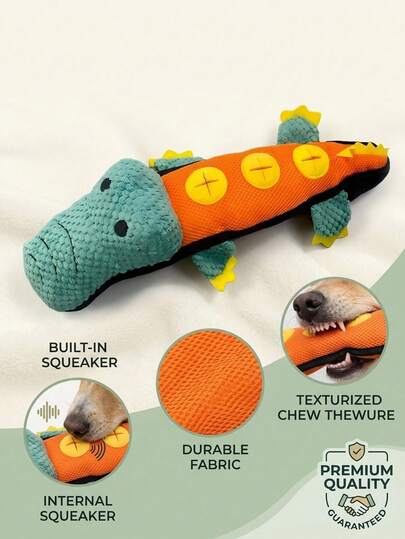 PETSIN Crocodile Dog Toy, Plush Squeaky Dog Toy For Aggressive Chewers, Interactive Puppy Chew Toy, Durable Stuffed Pet Toy For Small Medium Large Dogs, Indoor Training And Fetch Toy