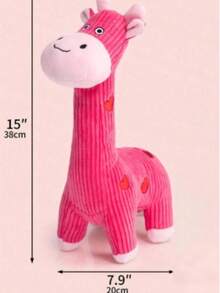 PETSIN Pink Corduroy Giraffe Dog Plush Toy, Squeaky Pet Chew Toy, Interactive Teething Stuffed Puppy Toy For Small Medium Dogs Relieves Separation Anxiety & Boredom - Valentine's Day Love Giraffe - View 6