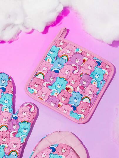SHEIN X Care Bears 1/2 Pcs Cute Cartoon Print Kitchen Insulation Set, Insulation Mat, A Must For Kitchen Baking, Effectively Isolating Heat Sources, Single/Combination