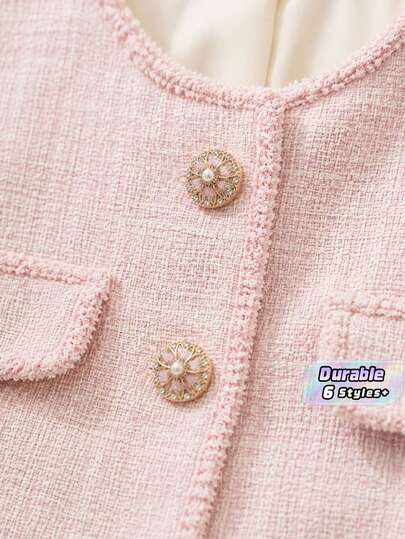 1 Pack 10 Pieces Elegant Flower Cord‑Threaded Buttons Rhinestone Woven Metal Fasteners For Fur Coat Sweater Suit Overcoat Diy Sewing Accessories