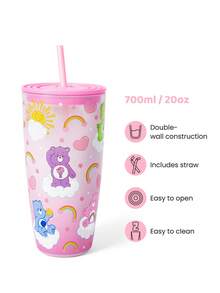 SHEIN X Care Bears Gelas Laser Cool Berdasar Datar 24 Oz/700 Ml, - Berwarna merah muda - View 2