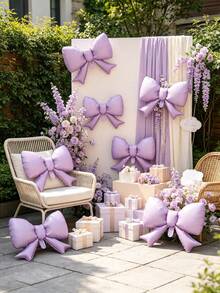 The Bow-Tie Aluminum-Foil Balloon Set Is Suitable For Birthday Parties, Engagement Ceremonies, Girl-Themed Banquets, And Interior Decoration Of Shops. - 6 22-inch bows. - View 2