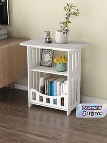 1pc Single‑Tier/Double Layer Space-Saving Minimalist Nordic Style White Mini Square Coffee Table Nightstand Side Table For Small Apartment Living Room Bedroom Home Furniture - Multicolor - View 2