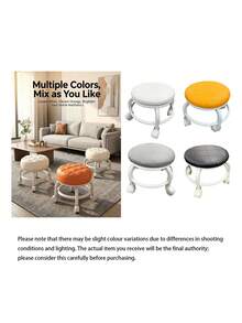 1pc Universal Caster Wheel Small Stool, Home Use Small Bench, Rolling Low Stool, Space-Saving For Rental Apartments, Popular Round Stool - Multicolor - View 12