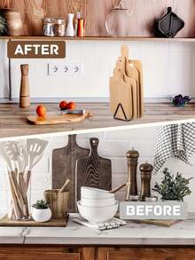 1/2 PCS Space Saving Heavy Duty Multi Functional Triangle Cutting Board Stand With Cabinet Countertop Shelf And Pot Rack Easy Install Kitchen Storage Box Organizer For Home Kitchen Countertop Organization Must Have - View 4