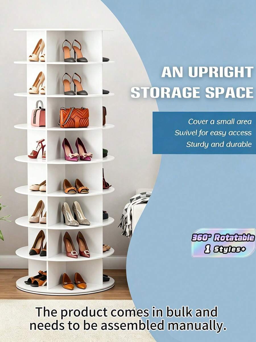 7-Story Rotating Shoe Rack, 360 ° Rotating Shoe Storage Tower, Vertical Carousel For Storing Shoes And Handbags - Multicolor - View 1