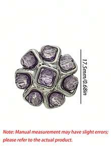 1 Pack 10 Pieces Premium Flower‑Shaped Metal Buttons Colorful Rhinestone Inlaid Fasteners For Tweed Suit Overcoat Fur Clothing Diy Sewing Accessories - 10pcs - View 25
