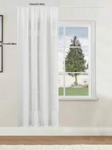 Cirelle 1 Panel White Sheer Curtain, Semi-Transparent Light Filtering Voile Window Drape, Elegant Rod Pocket Curtain For Living Room, Bedroom & Patio Doors - White - View 11