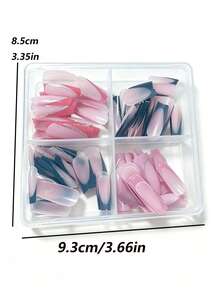 96pcs Rectangle Design French Acrylic Fake Nails Set, Easy To Wear French Manicure, Suitable For Women And Girls Daily Life And Party Use - Multicolor - View 5