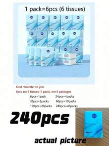 60/120/240 Lembar Tisu Wajah Portabel Kantong Kertas Sapu Tangan Mini Portabel untuk Pelajar dan Perjalanan - MultiWarna - View 10