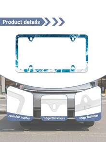 1PC Aluminum Alloy Rustproof Corrosion Resistant Wave Pattern Printed License Plate Frame With Screws Kit For Us Standard Cars Suvs Trucks Beach Ocean Summer Outdoor Auto Decoration Accessory - A - View 6