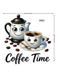 1PC PVC Self Adhesive Waterproof Coffee Cup Coffee Time Wall Stickers For Tea Room Study Kitchen Dining Room Living Room Office Bar Cafe Home Decor Holiday Gift - multicolor - View 5