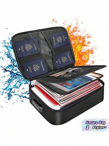 1PC Heat Resistant Flame Resistant Document Storage Pouch Secure File Organizer Bag For Home Office Travel Important Papers Passport Money Valuables Protection - A - View 1