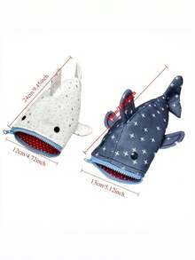 1PC Large Capacity Durable Lightweight Portable Waterproof Tear Resistant Zippered Cute Playful Star Shark Pattern Coin Purse Pencil Case Stationery Organizer Bag For School Office Teens Students Back To School Gift Essentials Home Travel - Single Piece - View 7