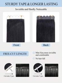 16Inch 40G Mini Six-LobeTape-In Hair Extensions,Tape In Hair Extensions 10pcs/Pack,Real Human Hair,Invisible Skin Weft,Natural Blend Comfortable Wear Less Visible,Instant Volume & Length,Natural Look,Easy Application,Women,Halloween Cosplay - Multicolor - View 6