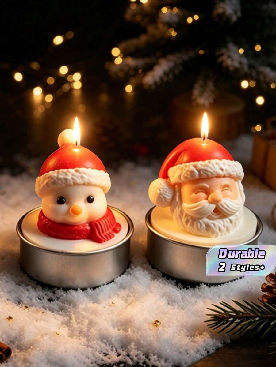 矽膠蠟燭模具,聖誕老人與雪人 DIY 香氛蠟燭製作模具,可重複使用聖誕手工蠟燭、肥皂、蠟飾品模具,節慶家居裝飾用品 - 均碼 - 查看 1