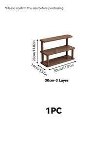 1‑Pack Vintage Solid Wood Desktop Storage Rack, Retro Multi‑Layer Cosmetic Organizer, Multipurpose Home Shelf. Suitable For Storing Kitchen Condiments, Water Cups, Mugs And Coffee Cups. - Multicolor - View 15