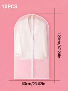 10PCS/5pcs/1pc Garment Dust Cover, Semi‑Transparent Thick Zipper Waterproof Suit Cover, Wedding Dress Protector, Back To School Supply, Wardrobe & Travel Use, Home Storage Organizer, Christmas Housewarming Gift, Clothing Protector, Garment Storage. - White - View 20