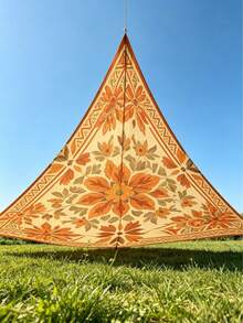 1 Piece Boho Mandala Orange Floral Gradient Outdoor Sun Shade Canopy Thickened UV Protection Easy Setup For Garden Patio Poolside 6 Person Without Poles - Orange Blossom - View 4