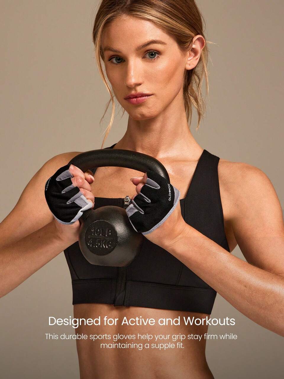 Grip And Glow Sweat-Wicking Stretchy Non-Slip Rubber Mesh 4-Finger Training Gloves Gym Studio Yoga Pilates Workout Dumbbells Active Wear
