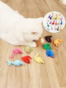 12pcs Colorful Mini Mouse Cat Toys, Interactive Self‑Play Pet Toys, Random Color, Pet Accessories - Multicolor - View 2